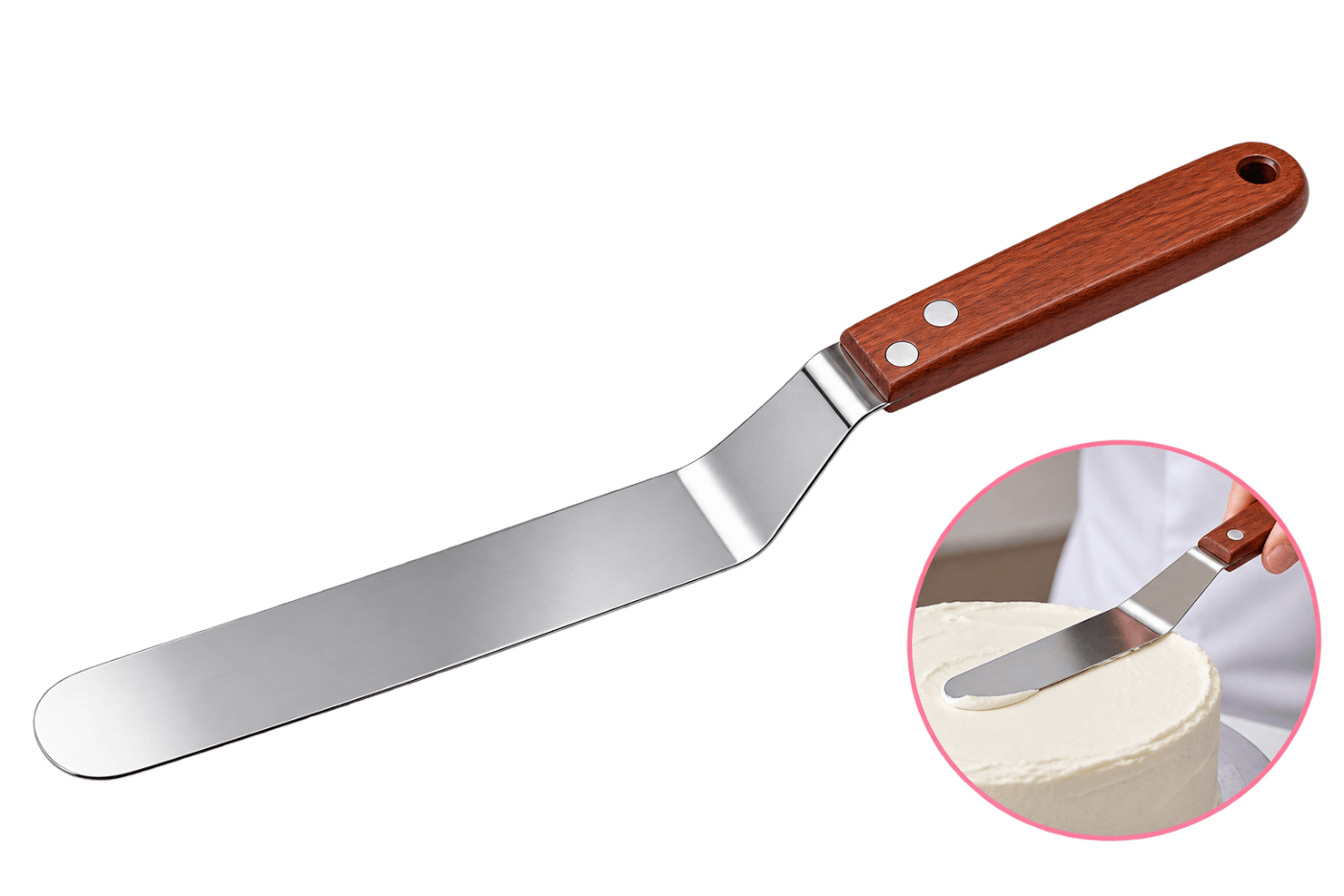 ANGULAR WOODEN HANDLE SPATULA 30CM