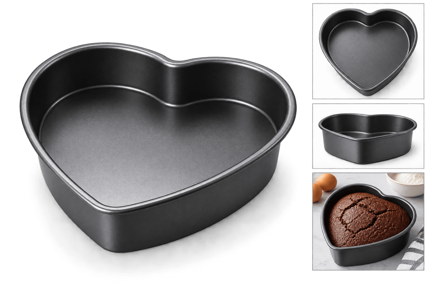 ALUMINIUM THREE LAYERED HEART SHAPE CAKE PAN LENGTH20CM, WIDTH20CM, DEPTH5CM