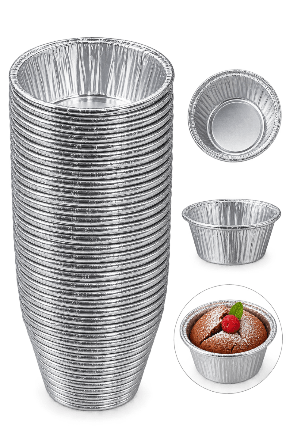 CUPCAKE LINERS SILVER 50PCS 4․5CM X 3․5CM