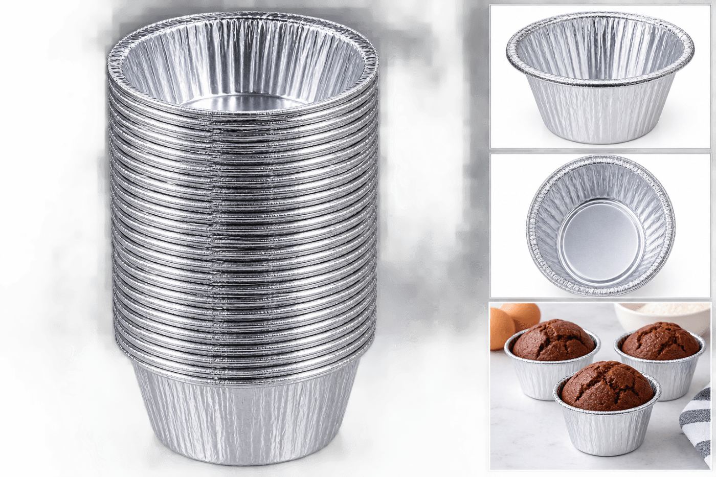 CUPCAKE LINERS SILVER 50PCS 5CM X 4CM