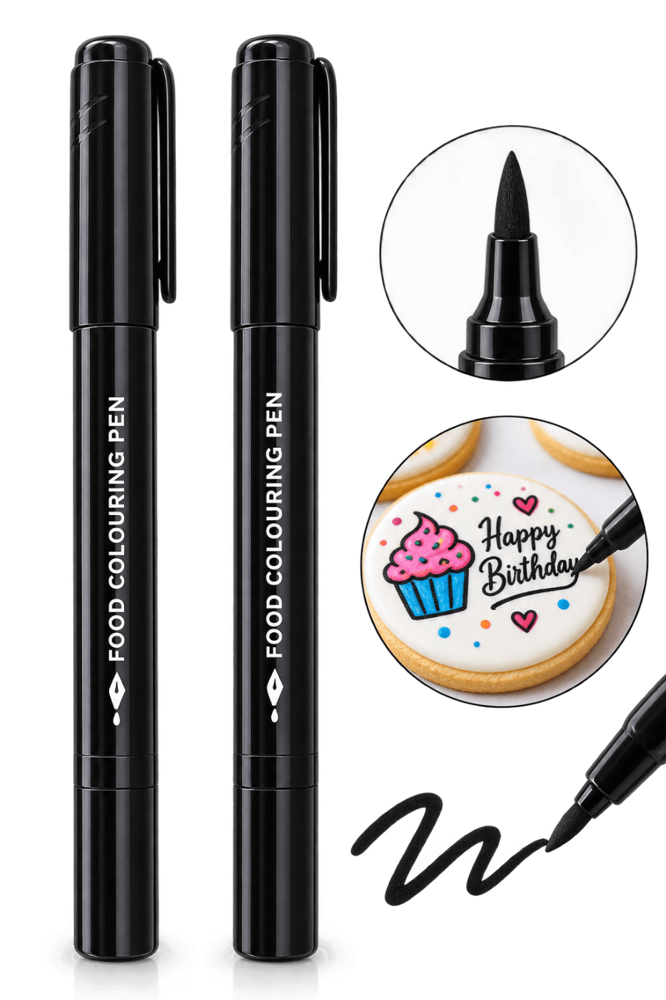 EDIBLE MARKERS SET 2 BLACK COLOURS