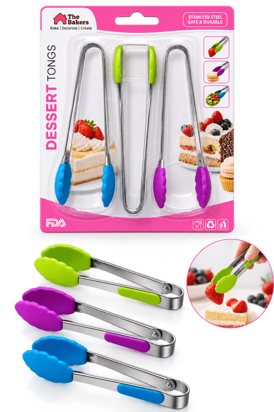 DESSERT TONGS 3PCS SET