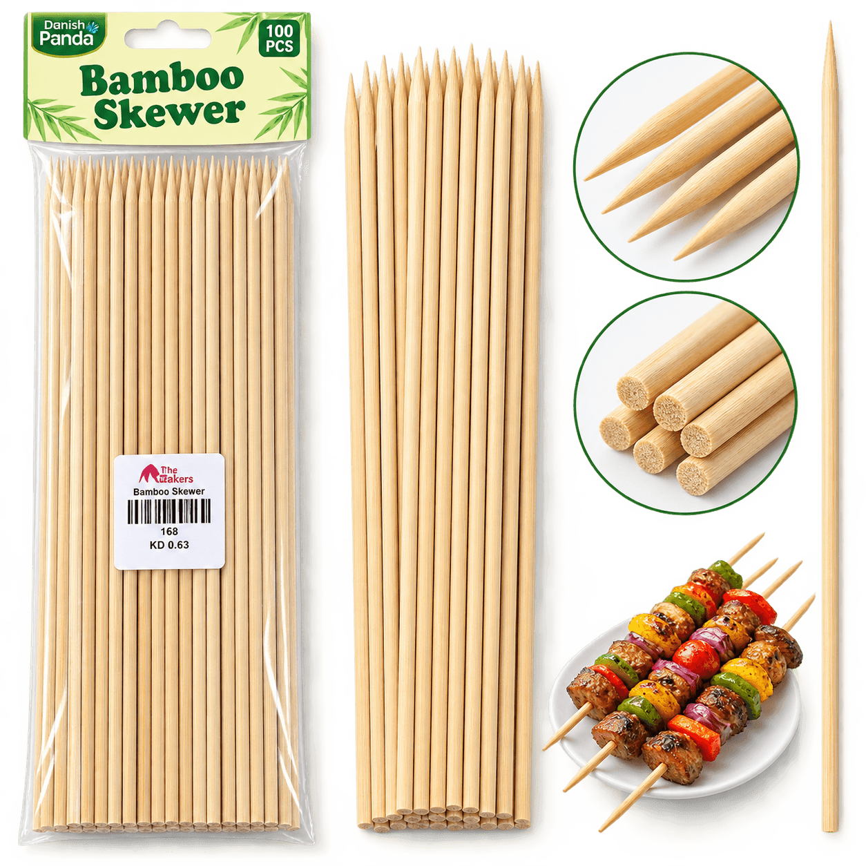 BAMBOO SKEWERS 5MM 10INCH 50PCS