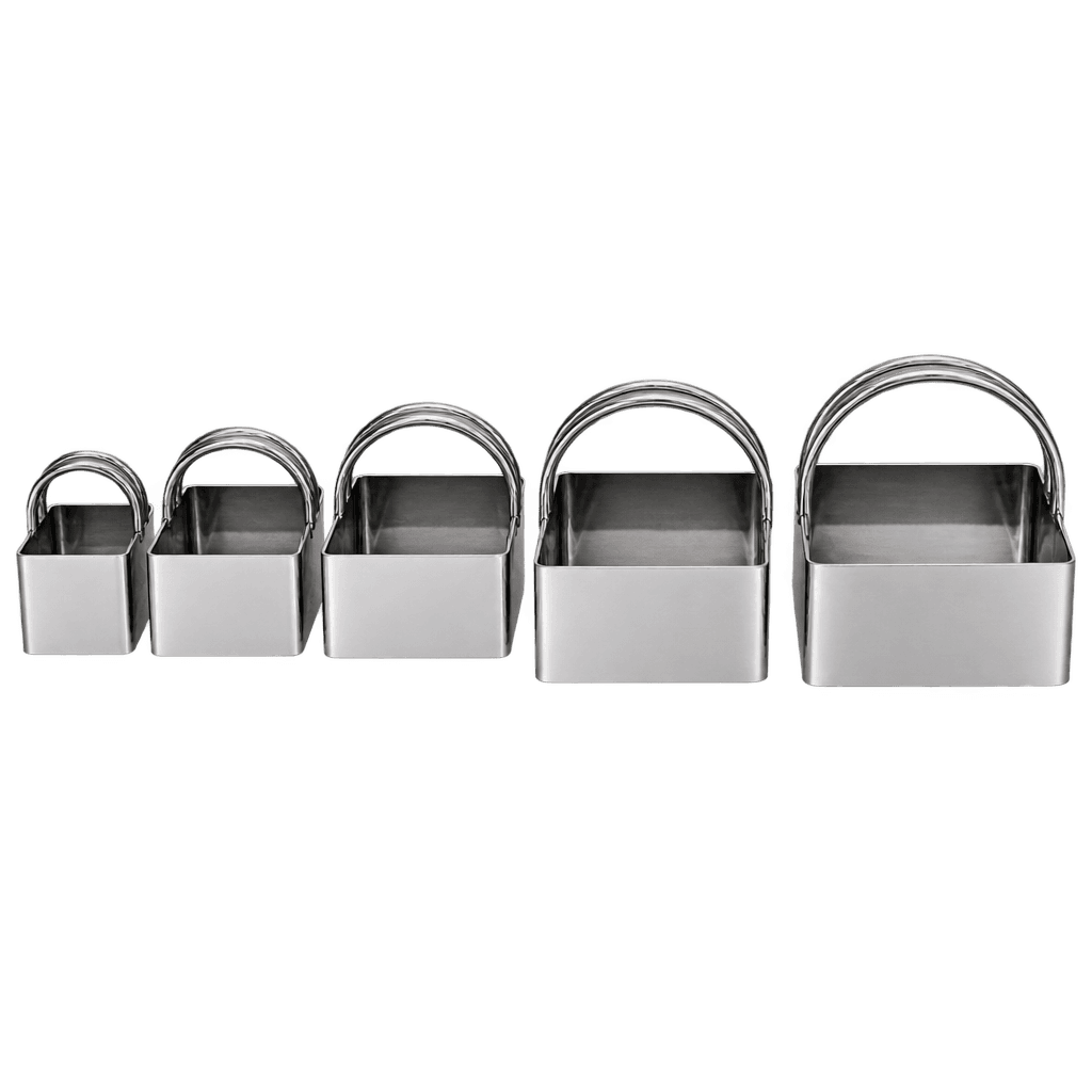 SQUARE SHAPE COOKIE, FONDANT CUTTER, MOULD WITH HANDLE SET OF 5PCS