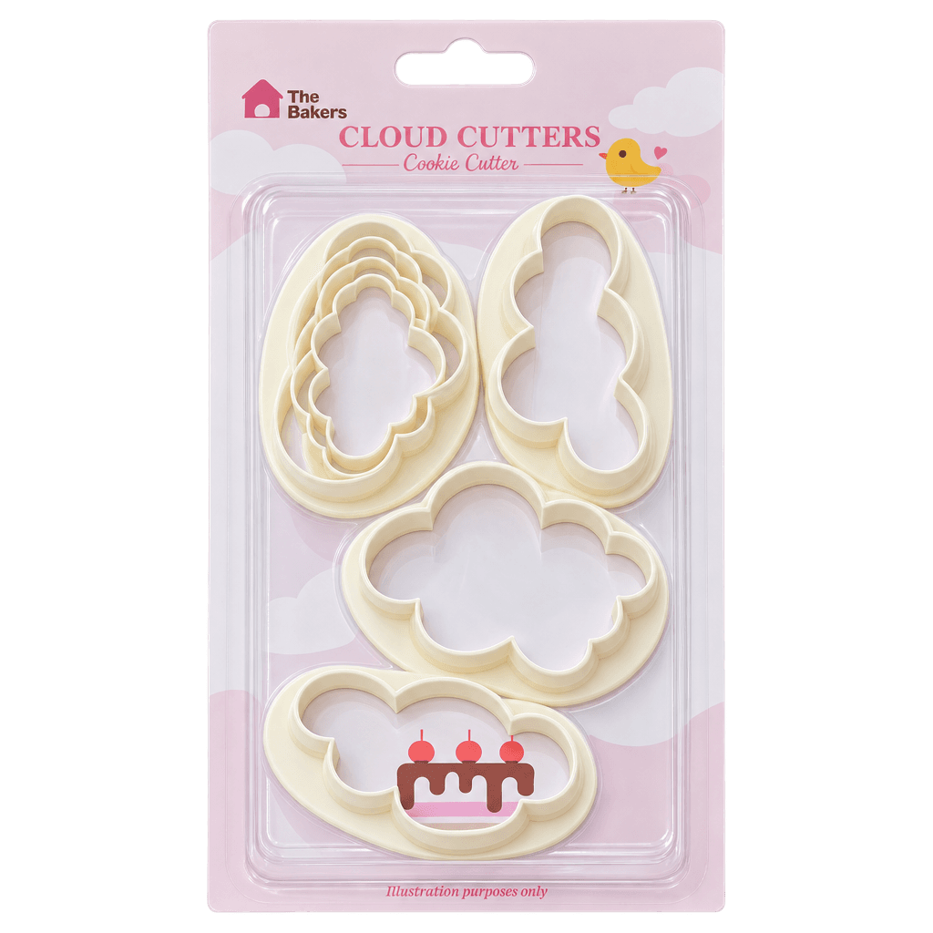 FLUFFY CLOUD SHAPE DESIGN COOKIE FONDANT CUTTER SET OF 5PCS