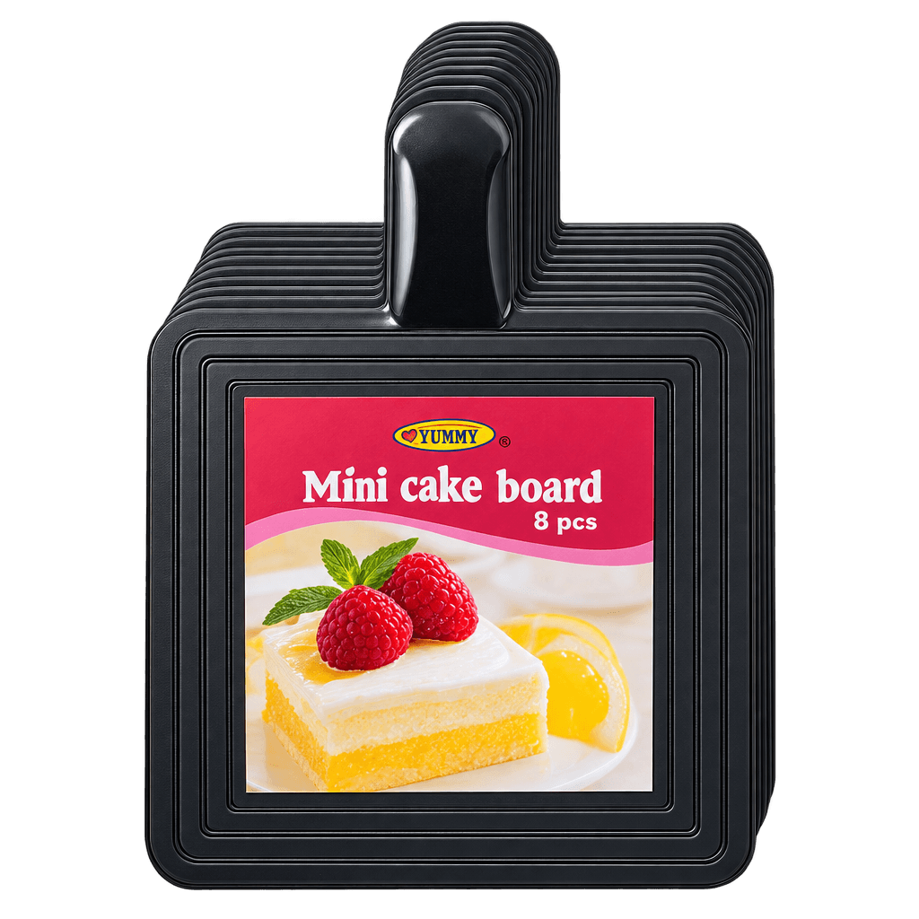 MINI SQUARE SHAPE PLASTIC CAKE BOARD 12PCS SET