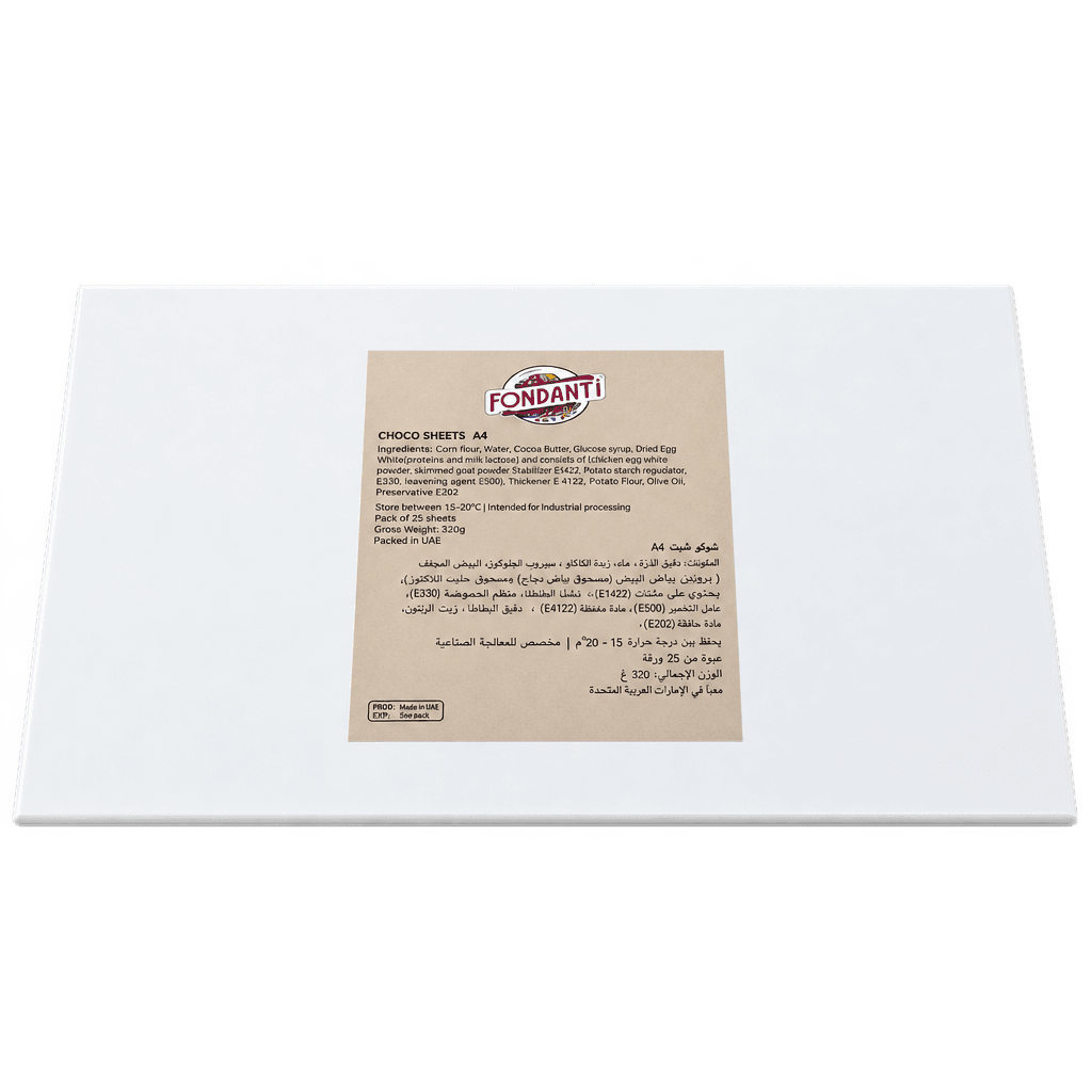 CHOCOLATE TRANSFER SHEETS A4 SIZE COATED WITH COCOA BUTTER FOR CUSTOMIZED PRINTING
