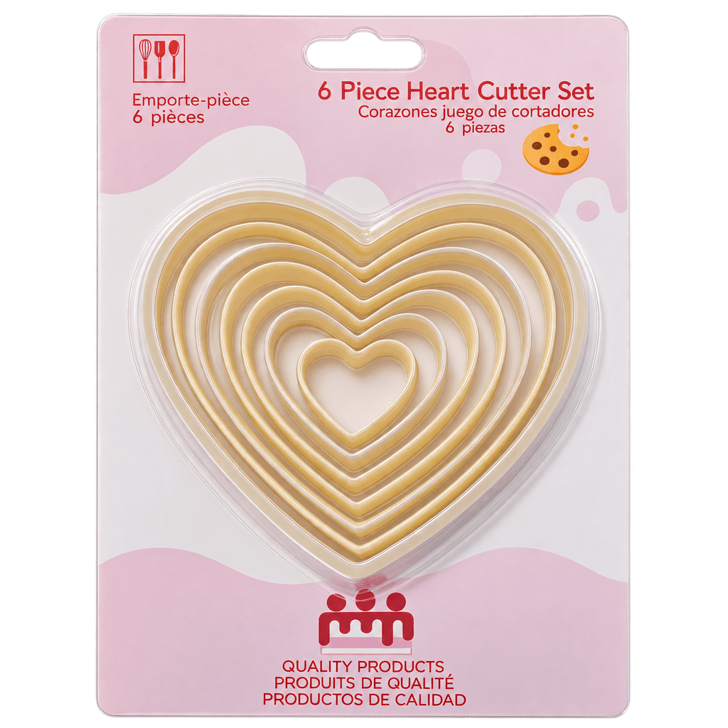 HEART SHAPE COOKIE, FONDANT CUTTER SET OF 6PCS