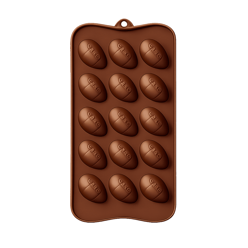 FOOTBALL SHAPED 18 CAVITY CHOCOLATE SILICONE MOULD