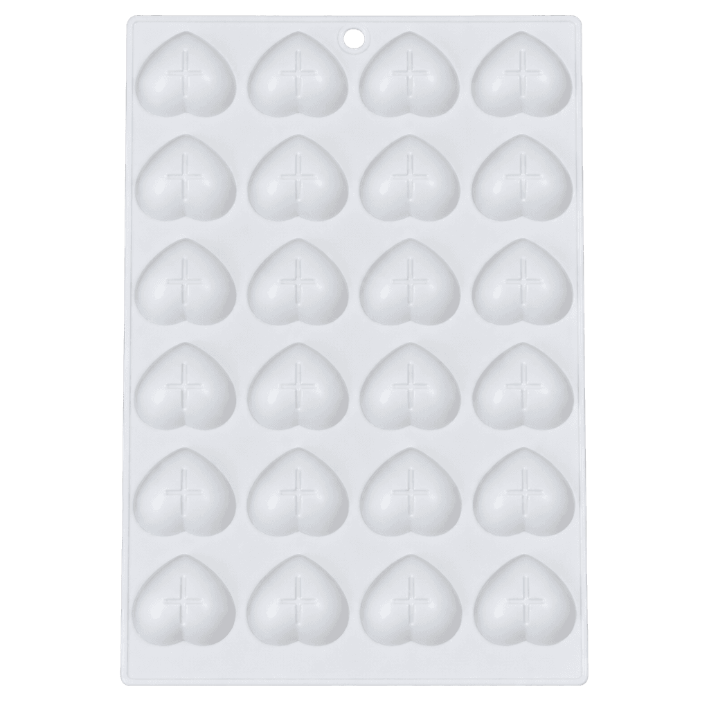 24 CAVITY HEART SHAPED CHOCOLATE, JELLY, MOUSSE CAKE SILICONE MOULD