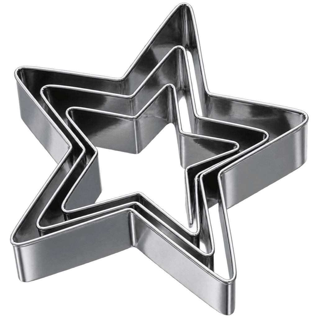 CHRISTMAS STAR SHAPE COOKIE, FONDANT PLUNGER CUTTER SET OF 4PCS
