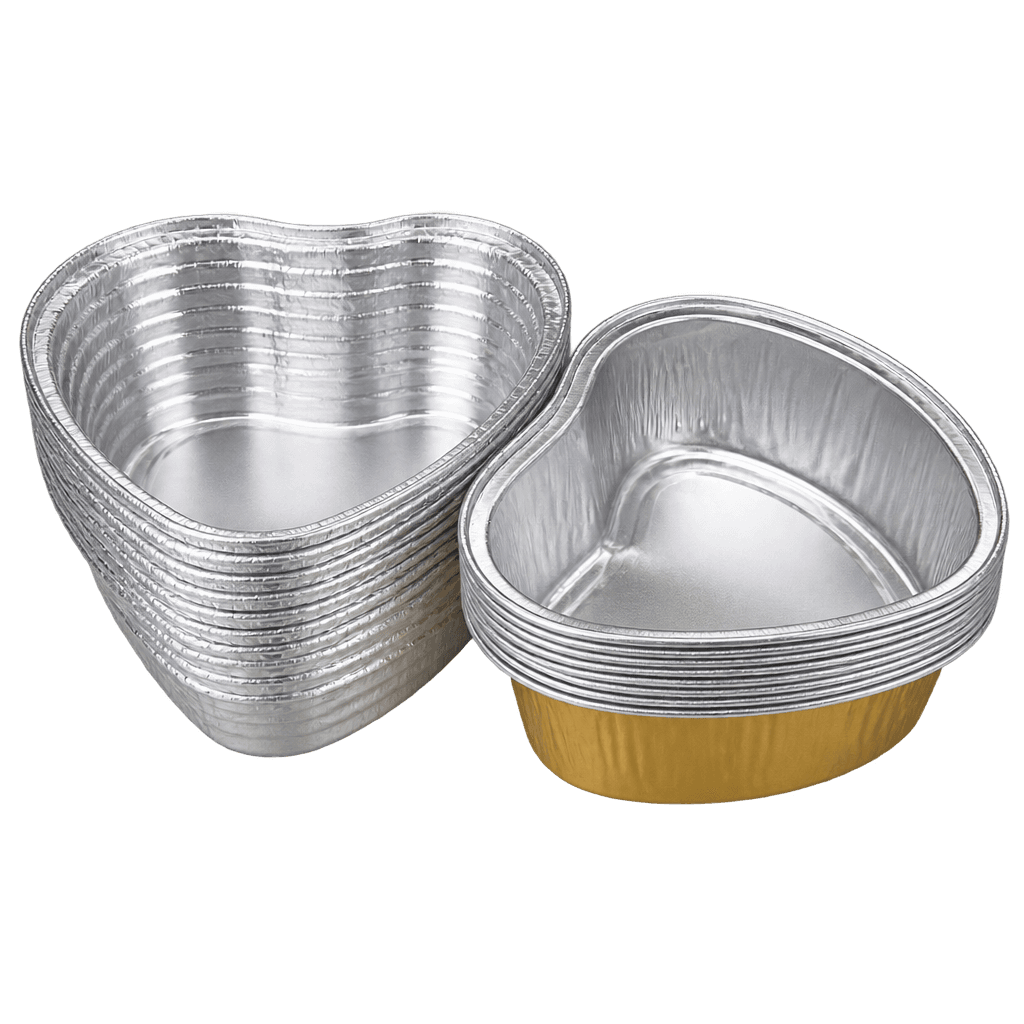 FOIL HEART CONTAINER 100ML 8․5X7․5X2․5H-10PC