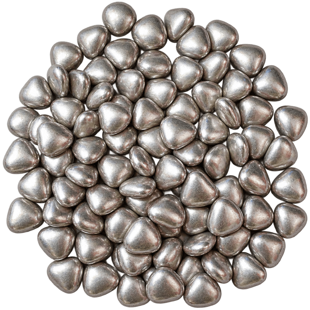 MINIHEARTS DARK CHOCOLATE SILVER HEART SHAPE 100 GRAMS