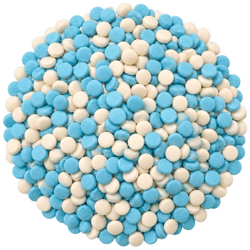 SUGARMILL BLUE WHITE FLAT DISK SPRINKLES 100 GRAMS