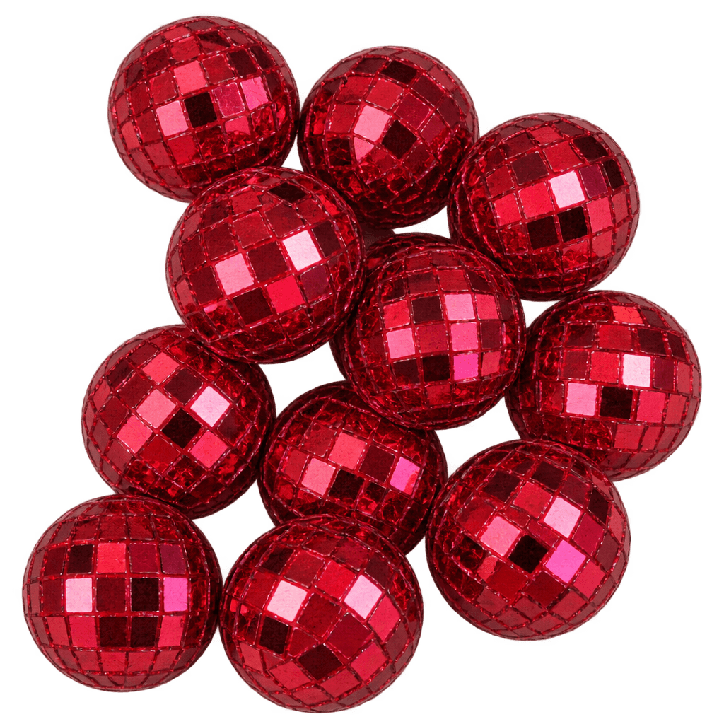 RED DISCO BALLS 2CM - 12PCS
