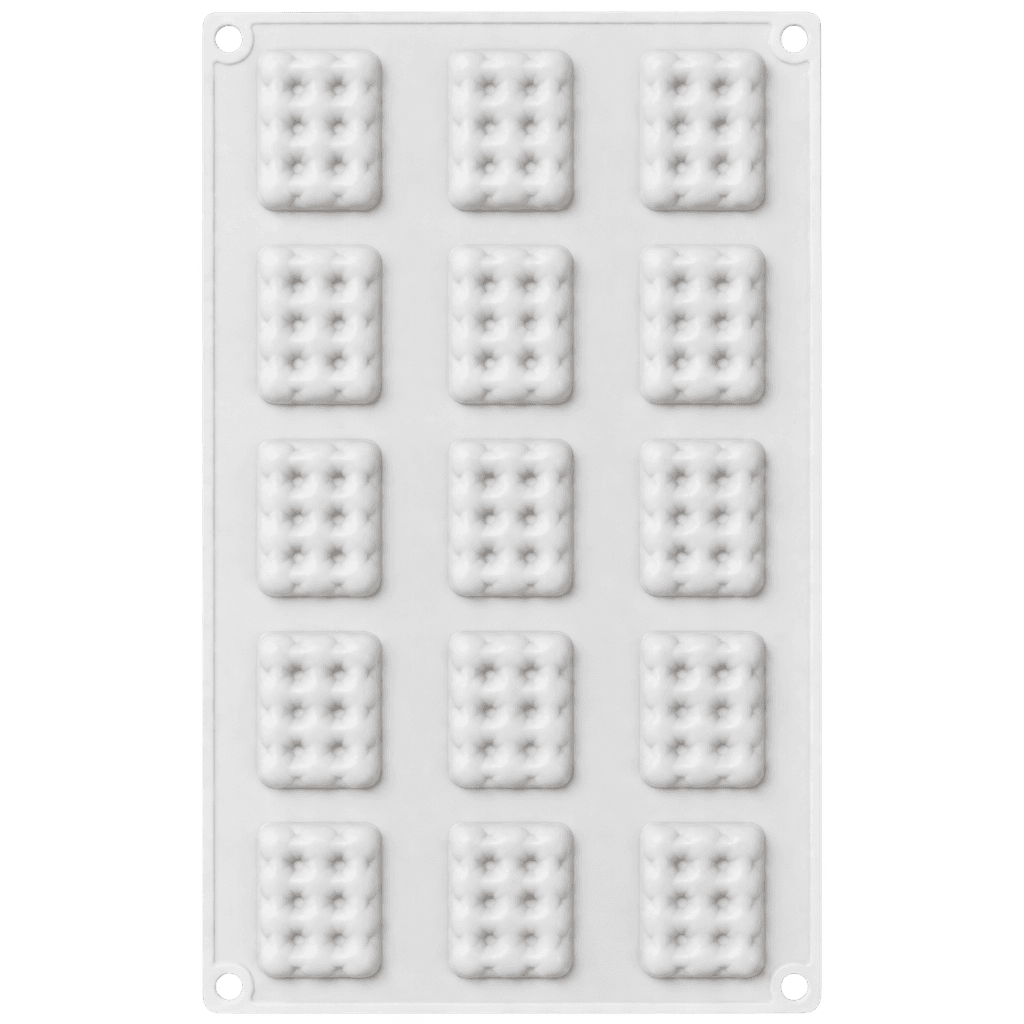 15 CAVITY RECTANGULAR WAFFLE BAR SHAPED ICE CREAM, CHOCOLATE MOUSSE CAKE SILICONE MOULD 14P