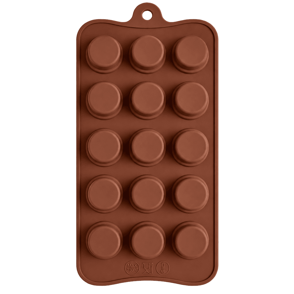 15 CAVITY STACKED TILTED CIRCLES SHAPED CHOCOLATE, JELLY, CANDY SILICONE MOULD
