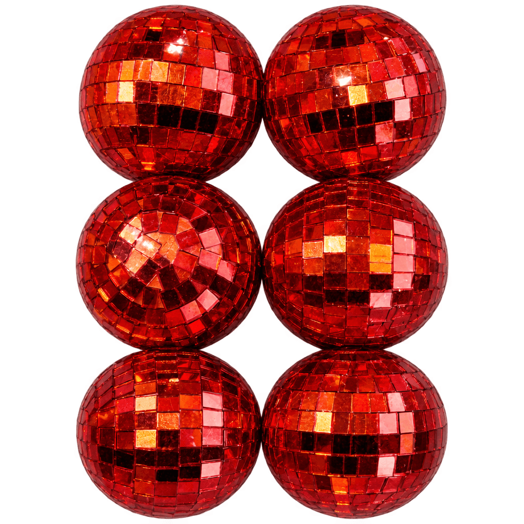 RED DISCO BALLS 6CM - 6PCS