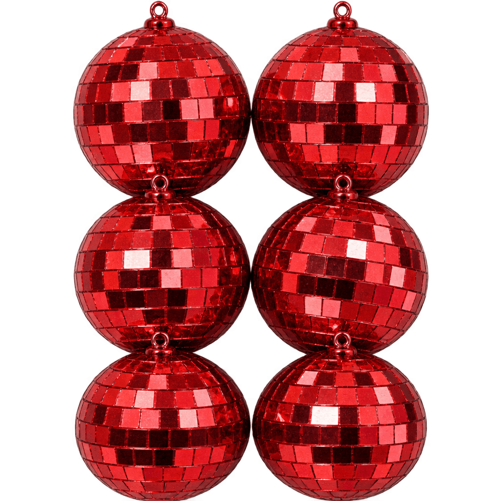 RED DISCO BALLS 5CM-6PCS