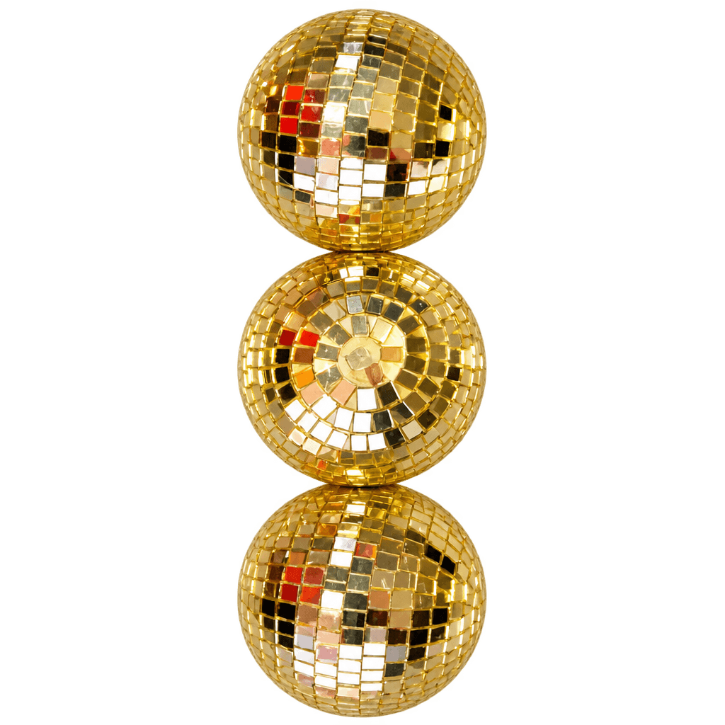 GOLD DISCO BALLS 10CM - 3PCS