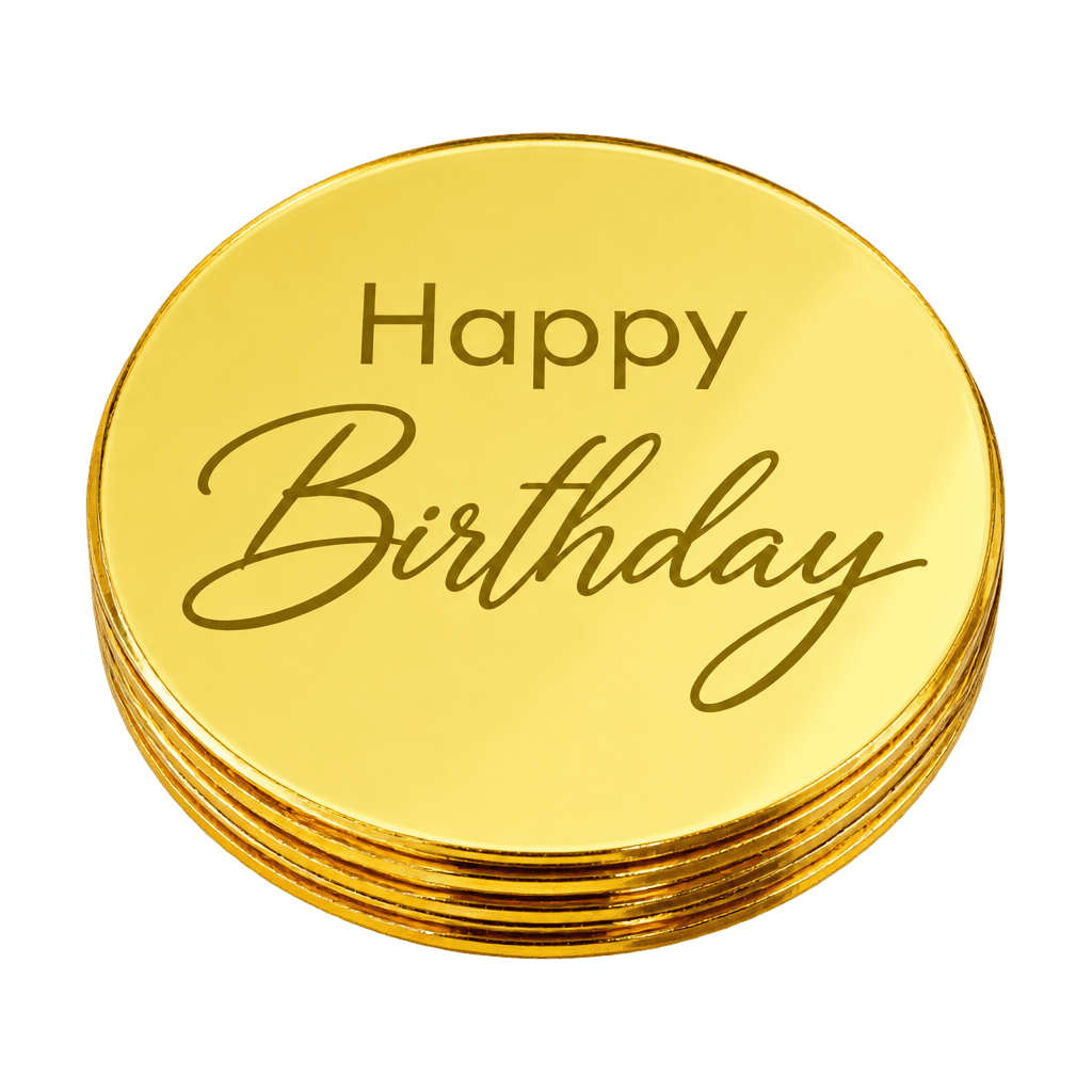 HEXAGON ACRYLIC GOLD HAPPY BIRTHDAY CAKE TOPPER (LENGTH5CM) SET OF 5PCS VERSION21