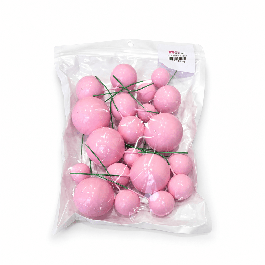 20PCS SET OF SHINY FAUX BALLS CAKE TOPPERS – PINK