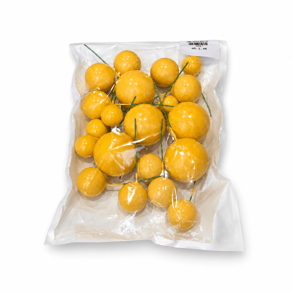 20PCS SET OF SHINY FAUX BALLS CAKE TOPPERS – YELLOW