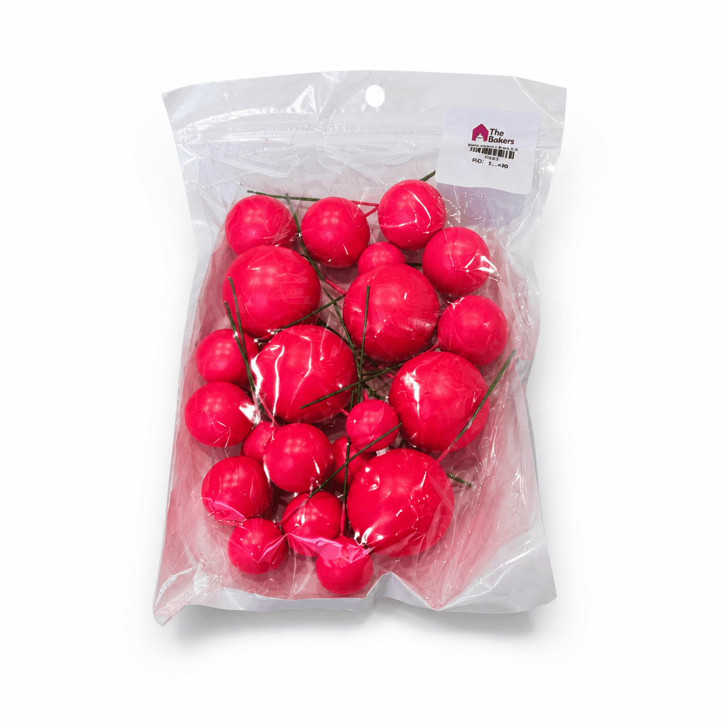 20PCS SET OF SHINY FAUX BALLS CAKE TOPPERS – HOT PINK