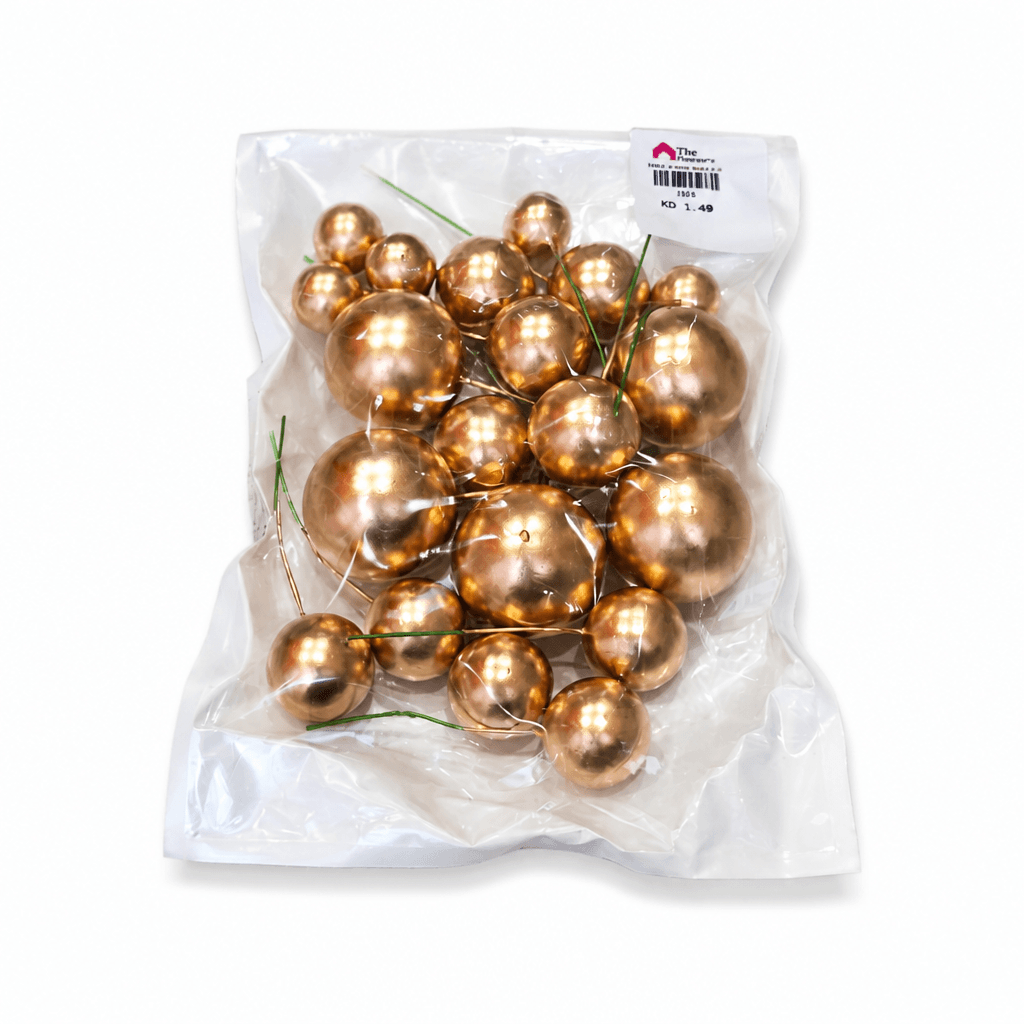 20PCS SET OF SHINY FAUX BALLS CAKE TOPPERS – GOLD