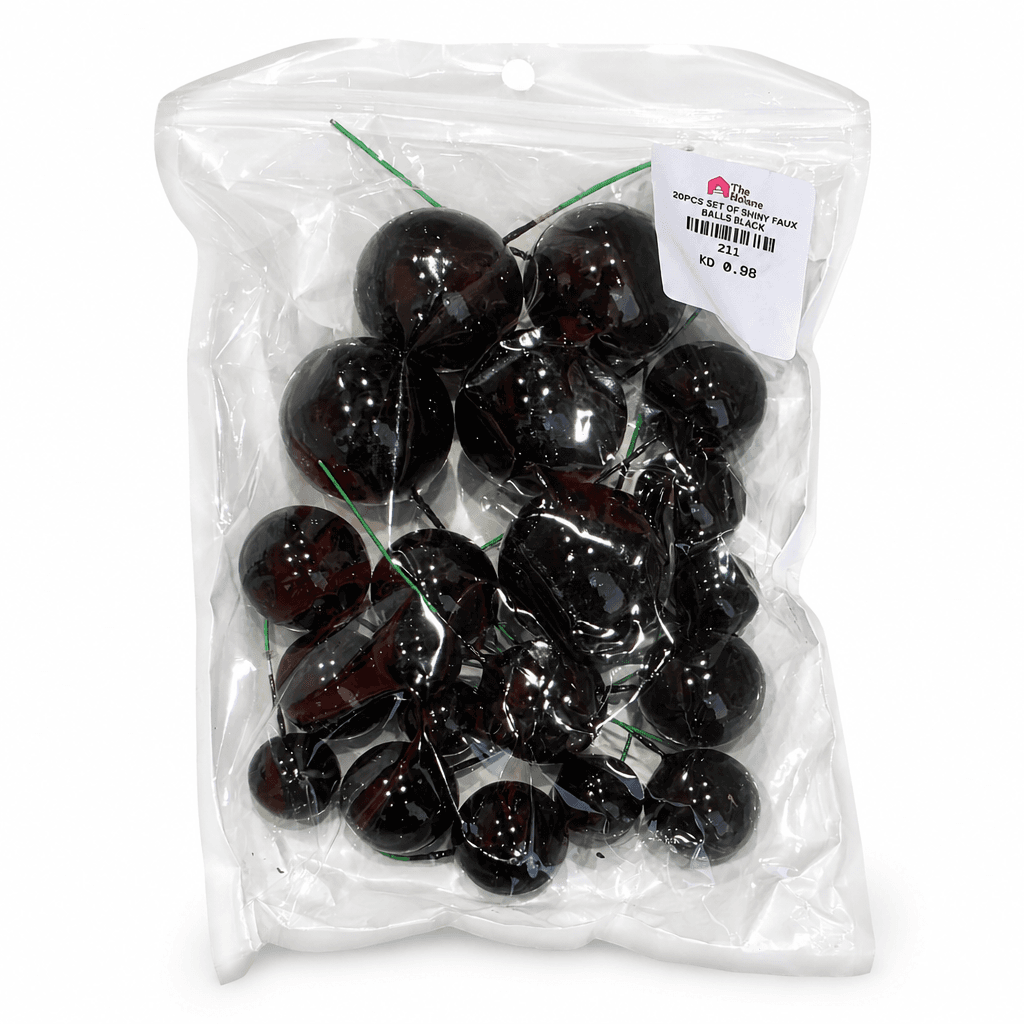 20PCS SET OF SHINY FAUX BALLS CAKE TOPPERS – BLACK
