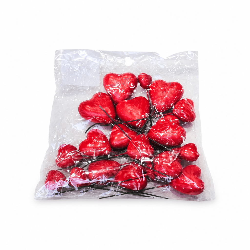 20PCS SET OF HEART SHINY FAUX CAKE TOPPERS – RED
