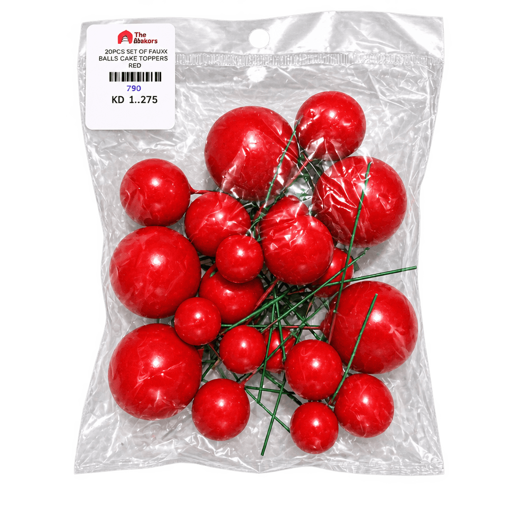 20PCS SET OF FAUX BALLS CAKE TOPPERS – RED