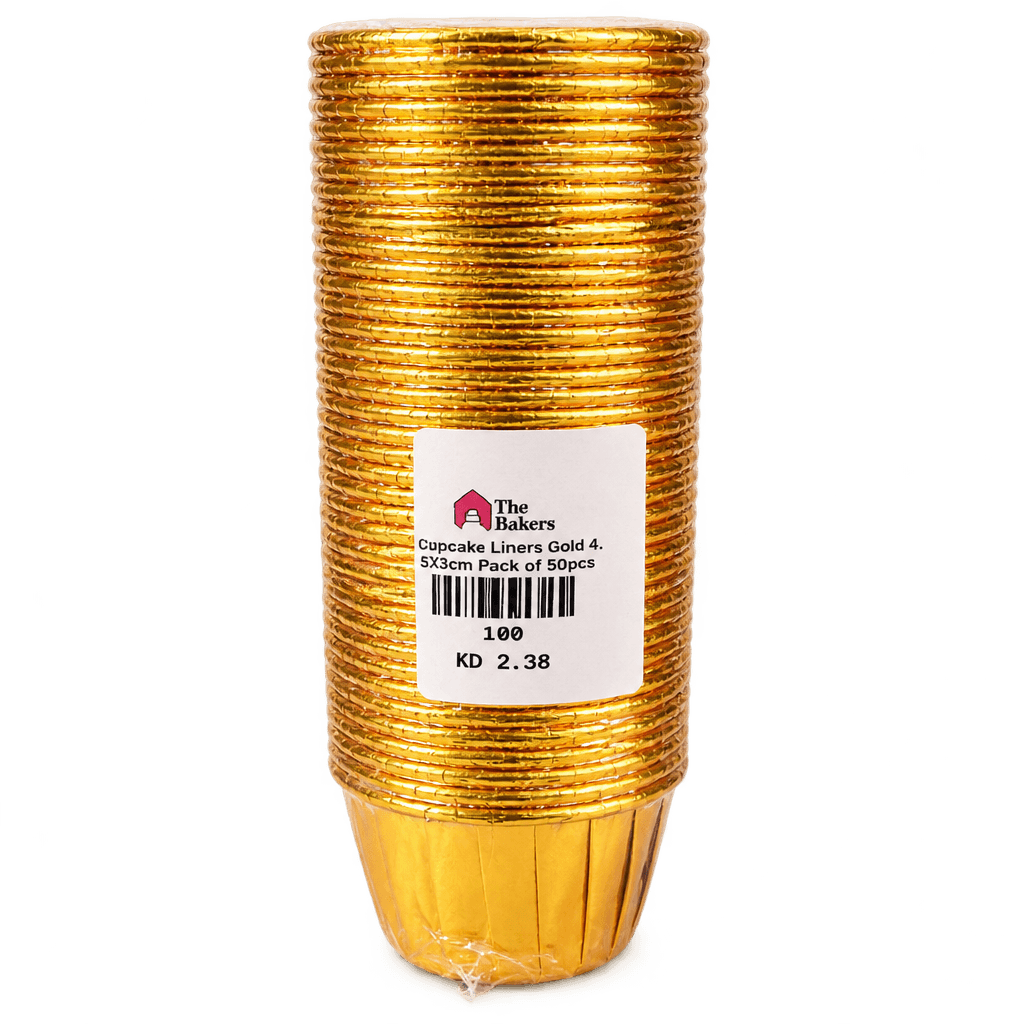 CUPCAKE LINERS GOLD 4․5X3CM PACK OF 50PCS