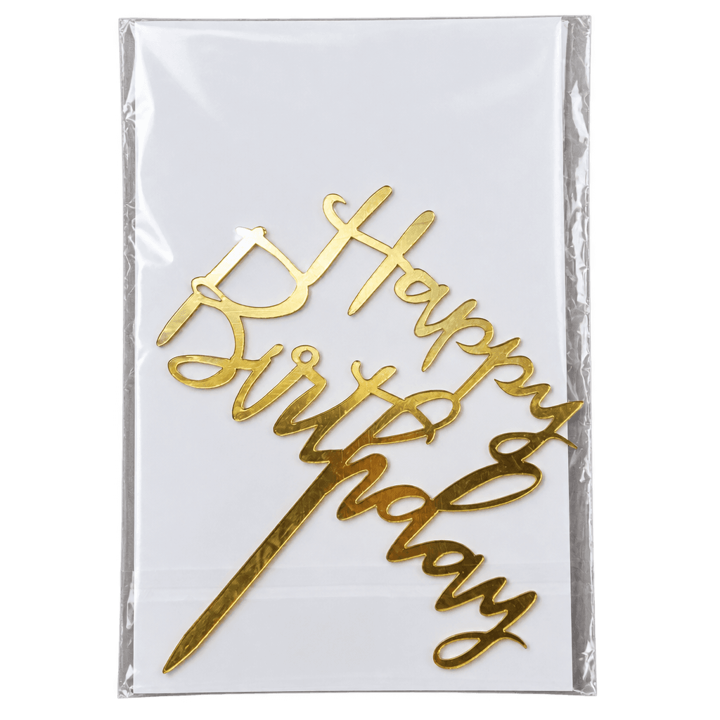 GOLD ACRYLIC HAPPY BIRTHDAY CAKE TOPPER