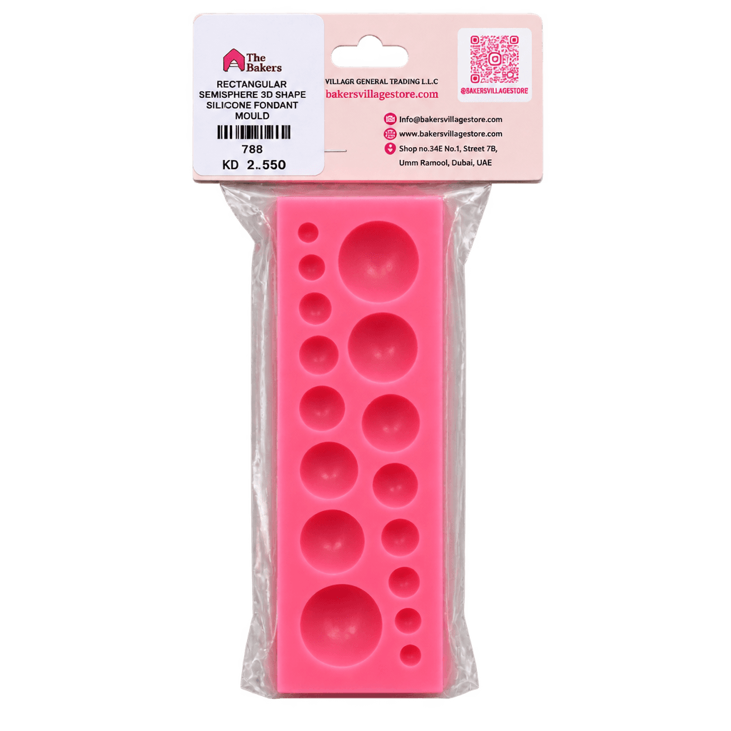 RECTANGULAR SEMISPHERE 3D SHAPE SILICONE FONDANT MOULD